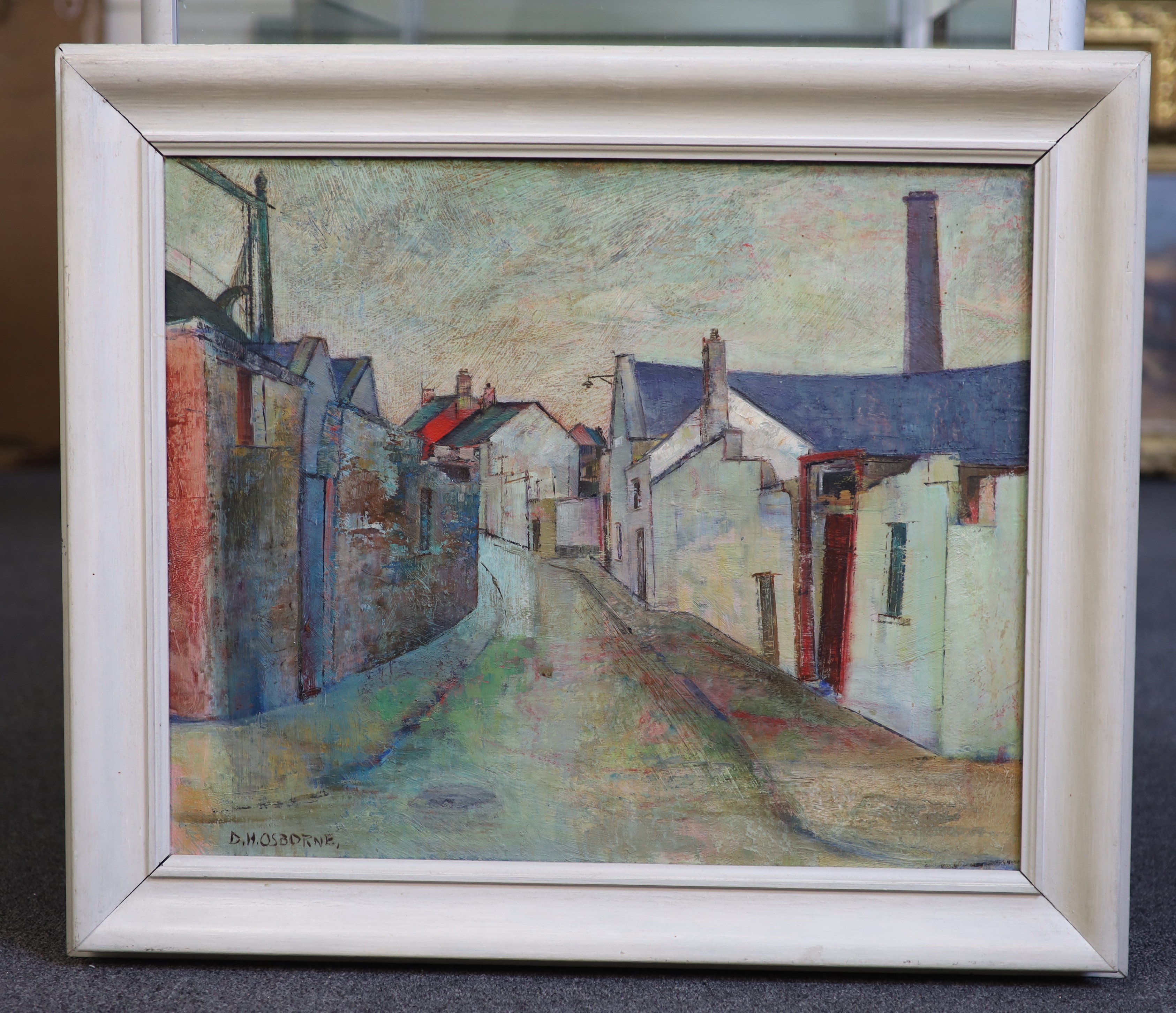 Dennis Henry Osborne HRUA (1919-2016), Street scene, County Downe, oil on board, 45 x 55cm